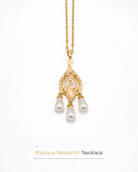 Golden Peacock Pearl Necklace