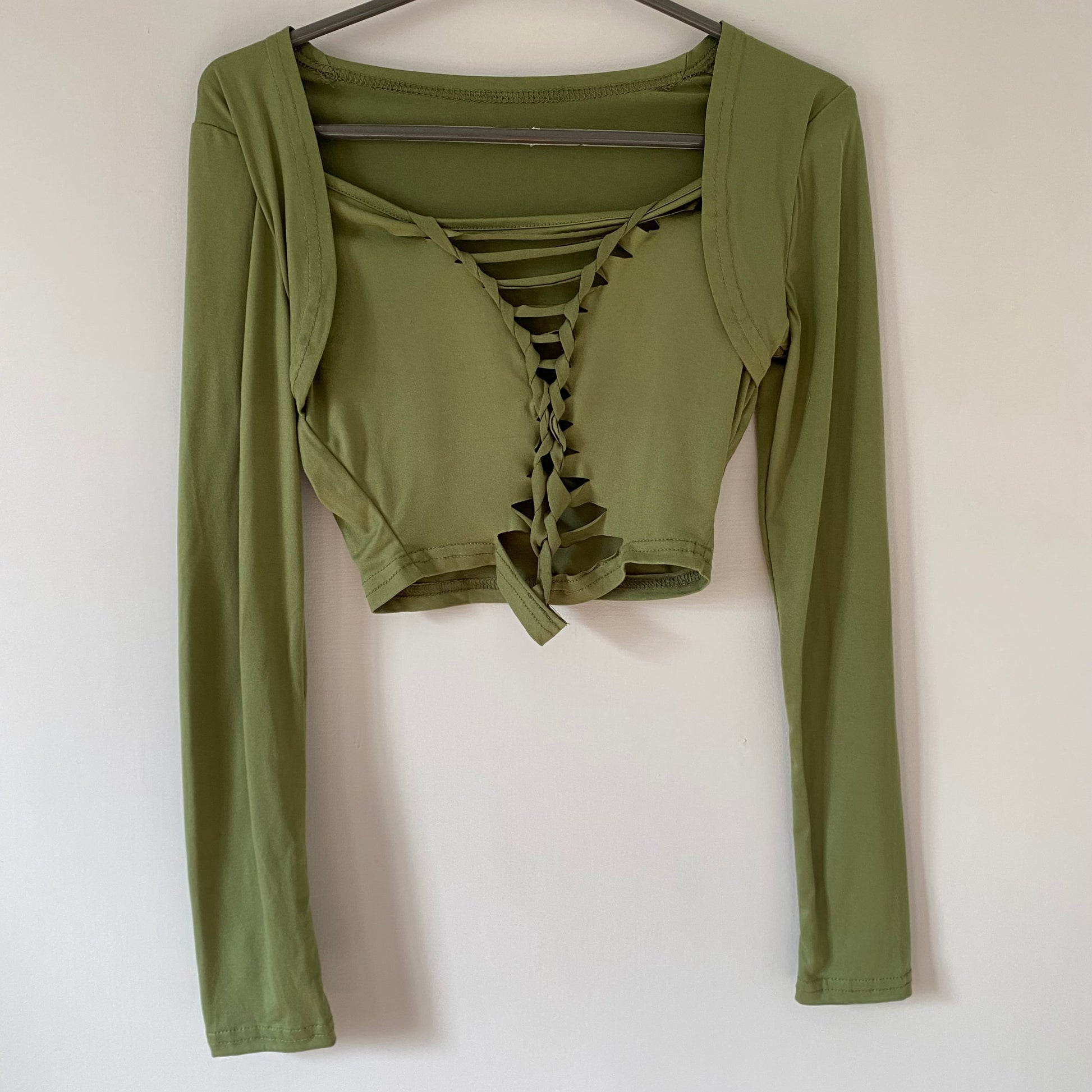 olive-green-lace-up-crop-top