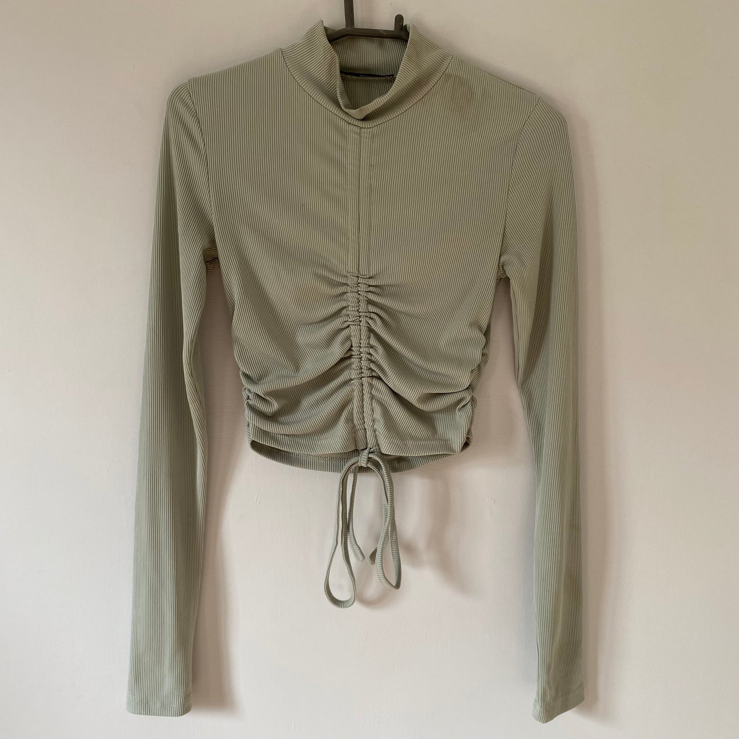 sage-green-ruched-drawstring-crop-top