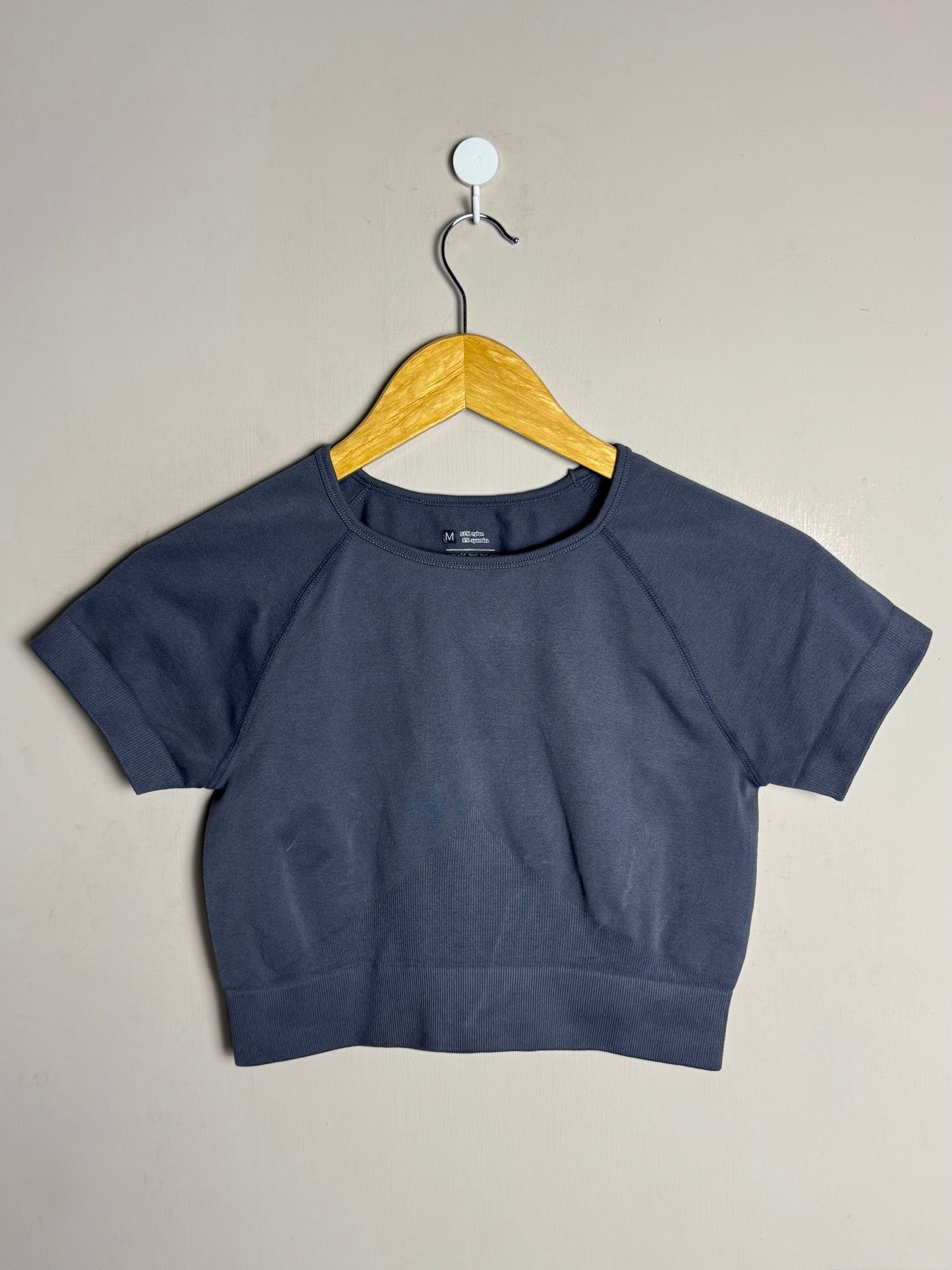 Navy Crop Short Sleeve Top