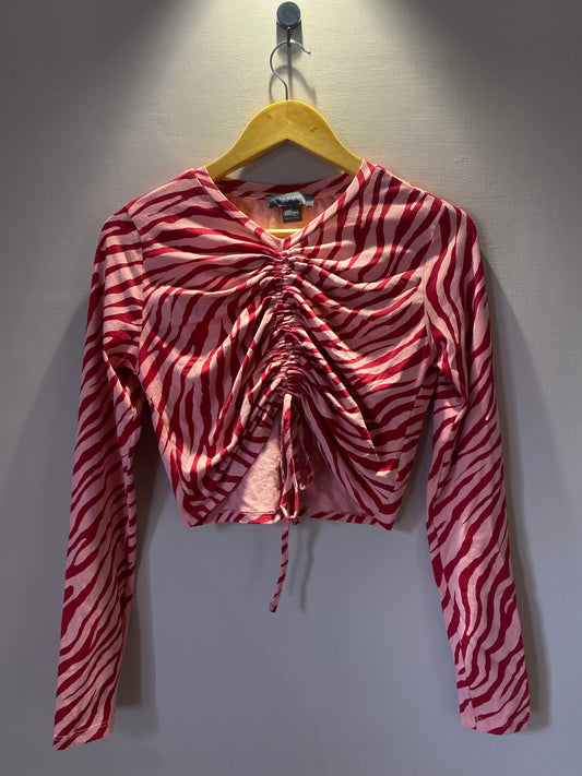 red-and-pink-zebra-ruched-crop-top