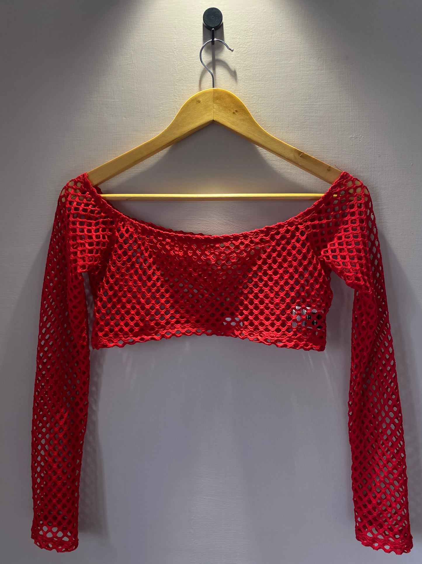 red-fishnet-off-shoulder-crop-top