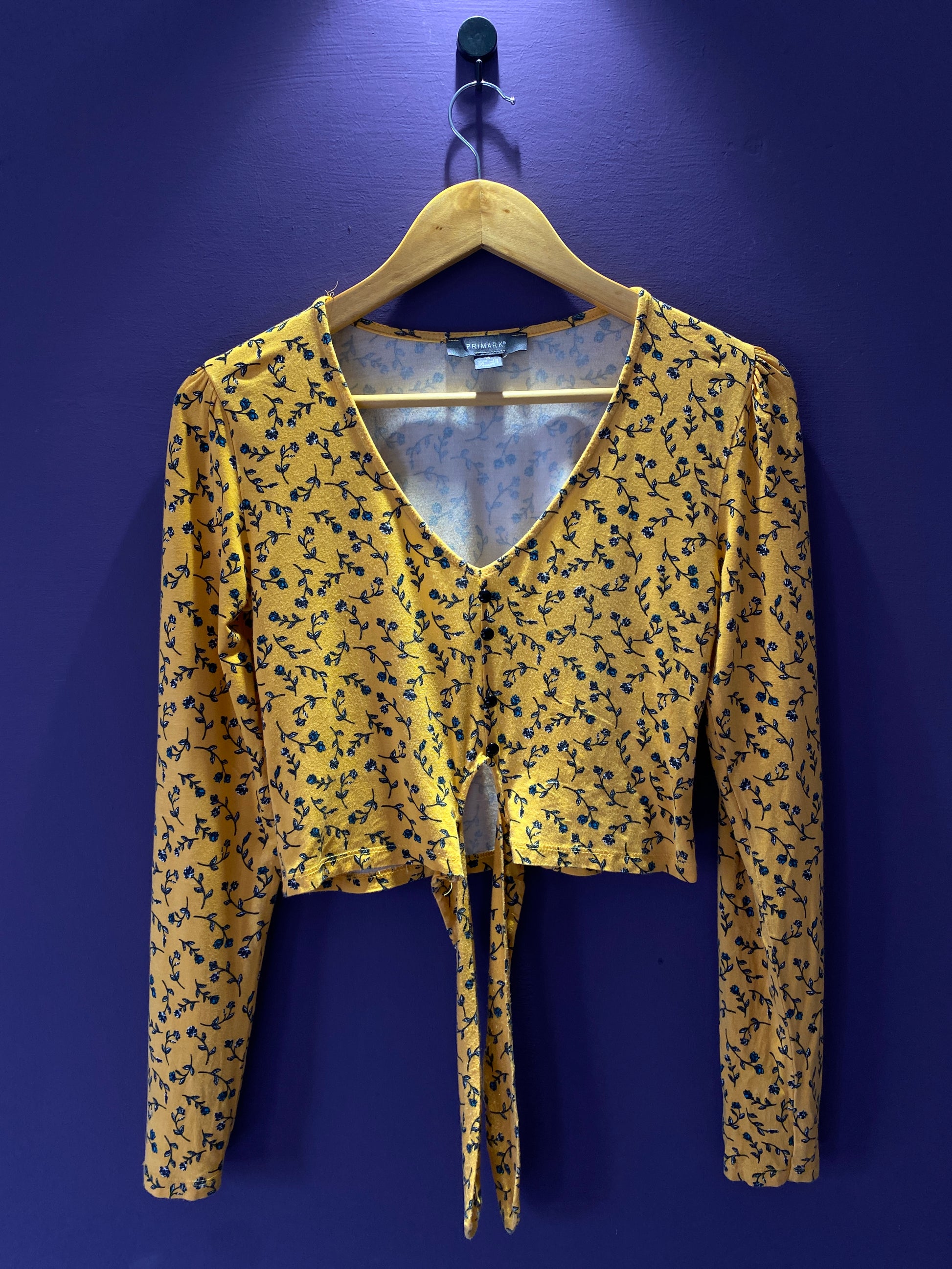 yellow-floral-tie-front-top