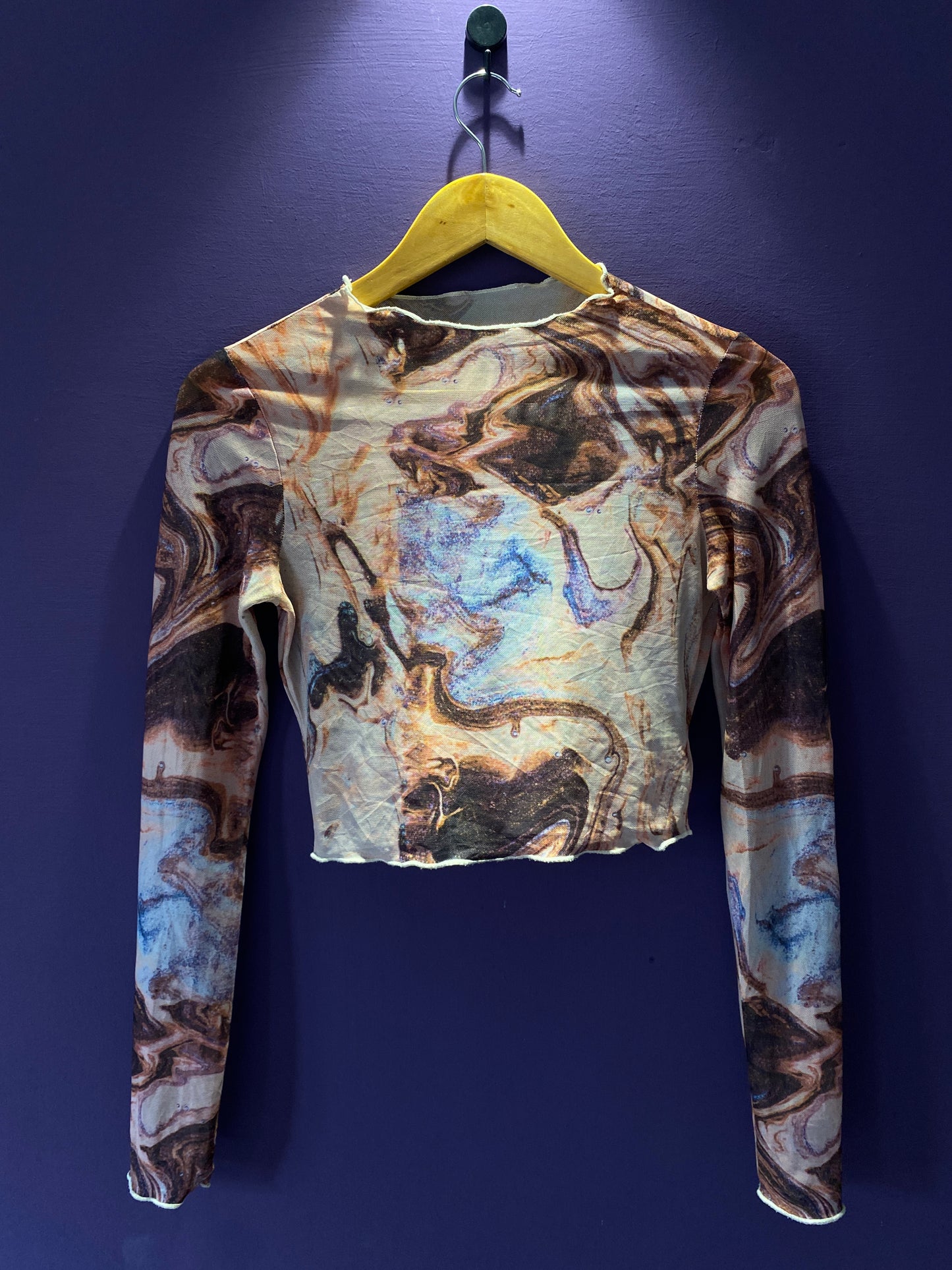 sheer-abstract-print-lettuce-hem-crop-top