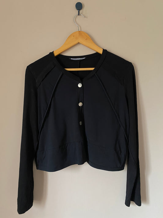black-button-front-cardigan
