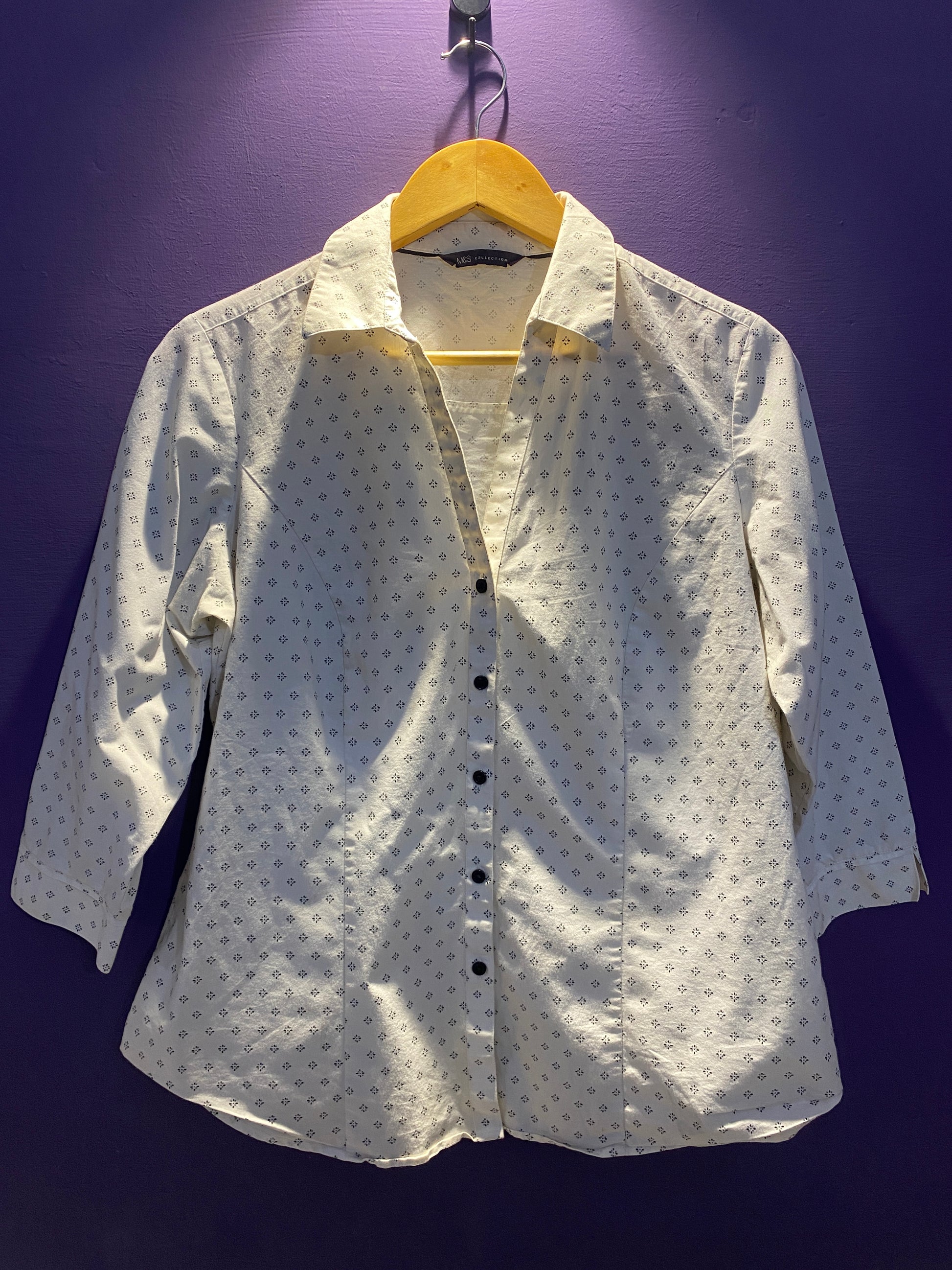 geometric-print-three-quarter-sleeve-shirt