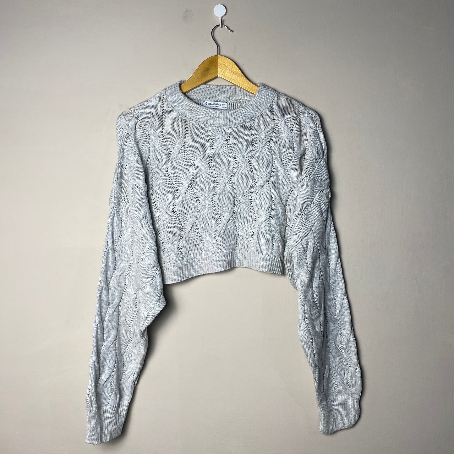 Light Grey Cable Knit Woolen Sweater