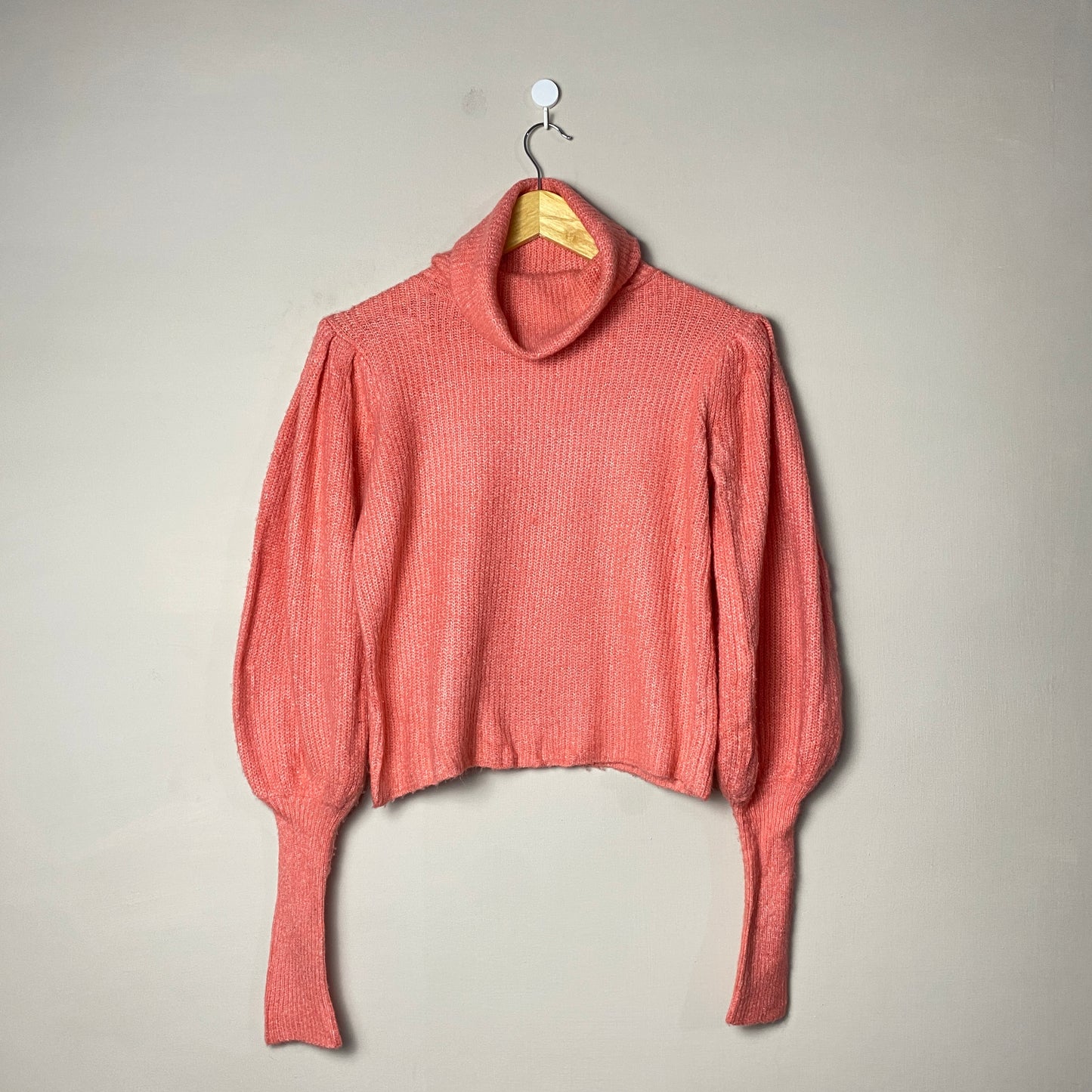 Coral Turtleneck Woolen Sweater