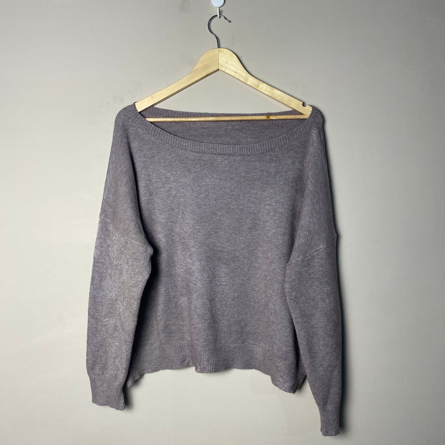 Dusty Mauve Wide Neck Woolen Sweater