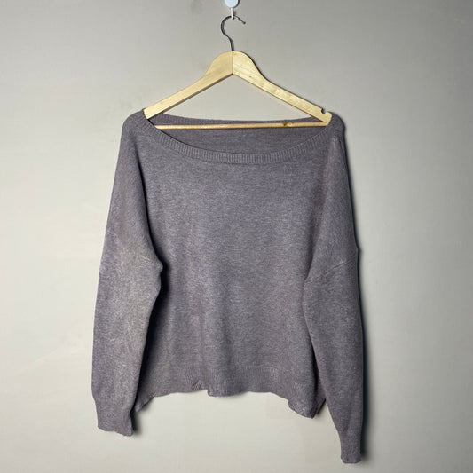 Dusty Mauve Wide Neck Woolen Sweater