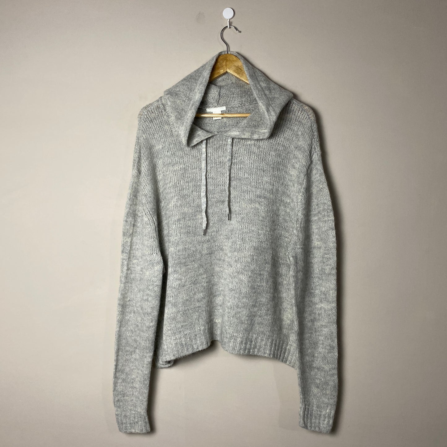 Grey Hooded Woolen Sweater