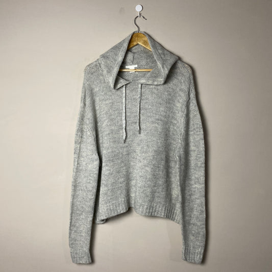 Grey Hooded Woolen Sweater