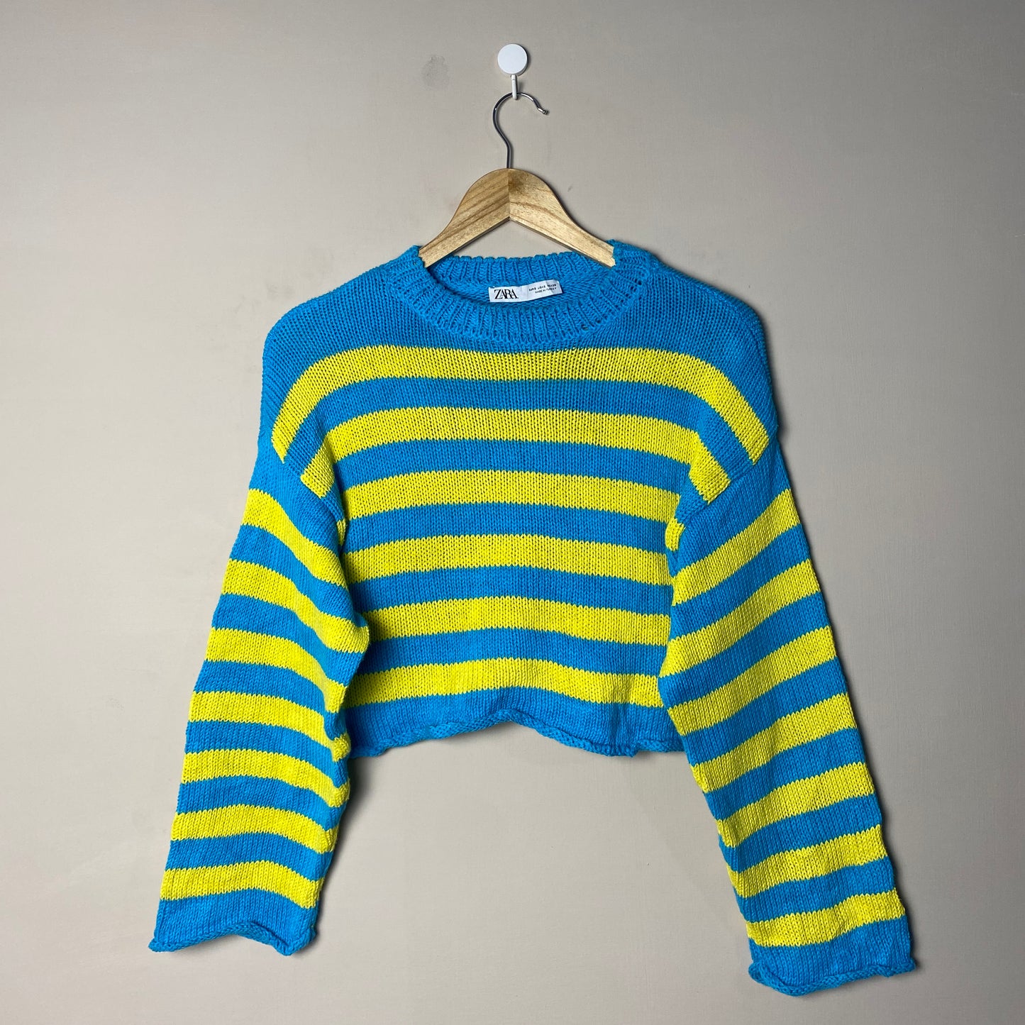 Blue Yellow Striped Woolen Sweater