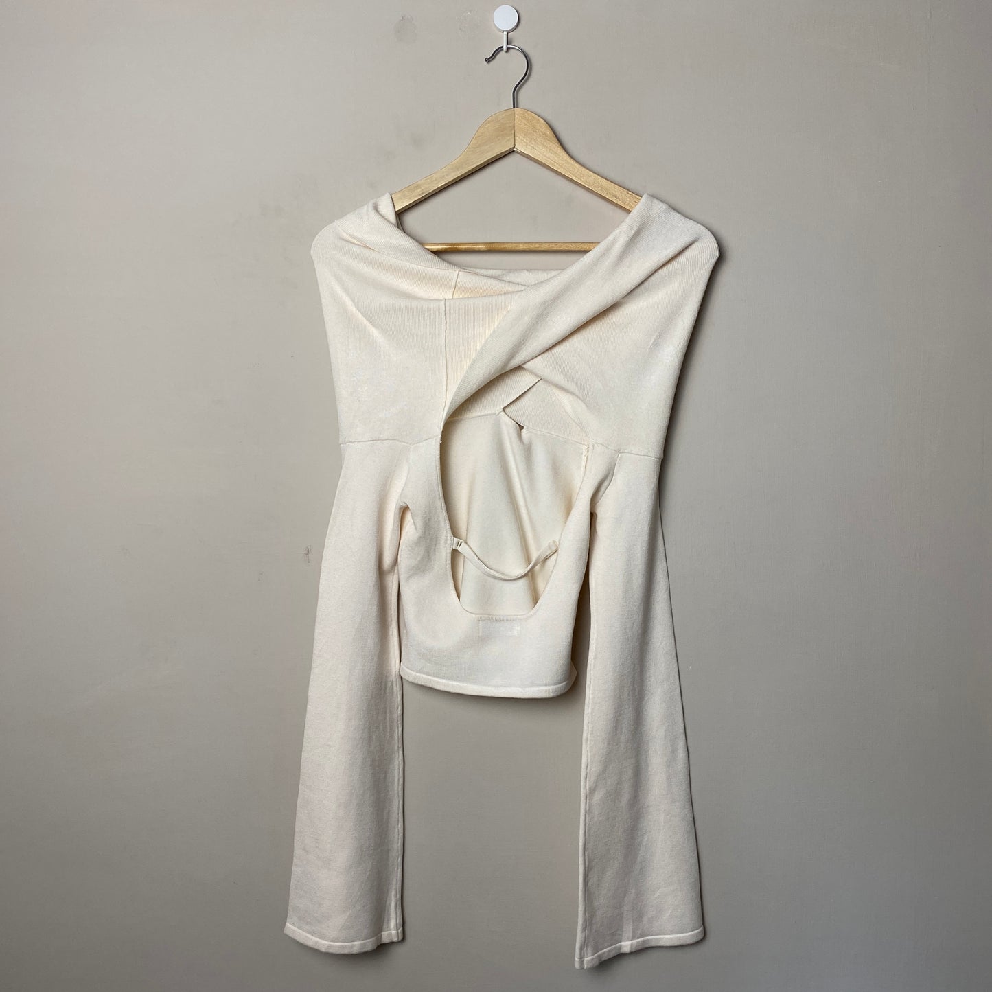 Cream Asymmetrical Off Shoulder Top