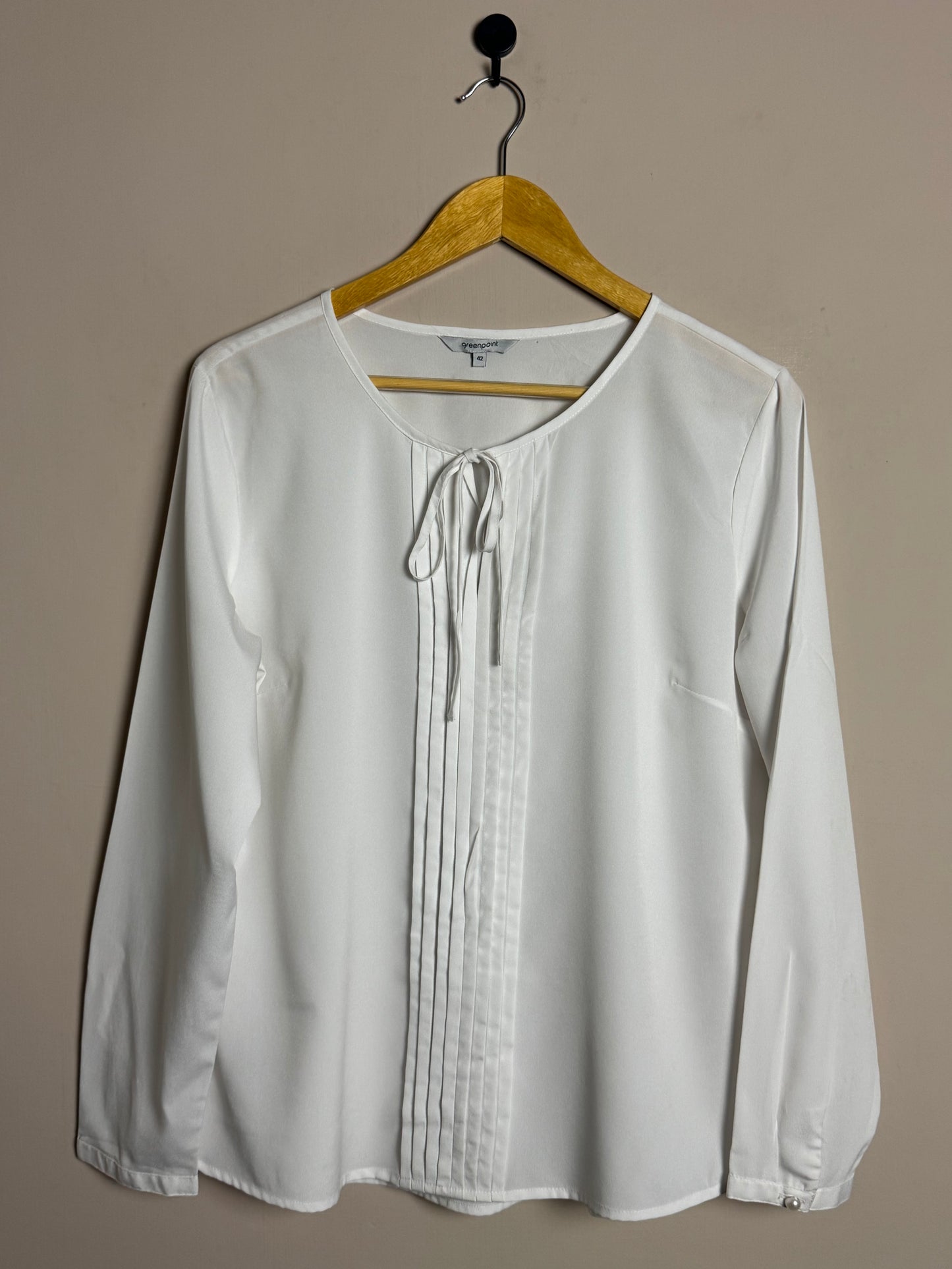 White Pleated Front Blouse