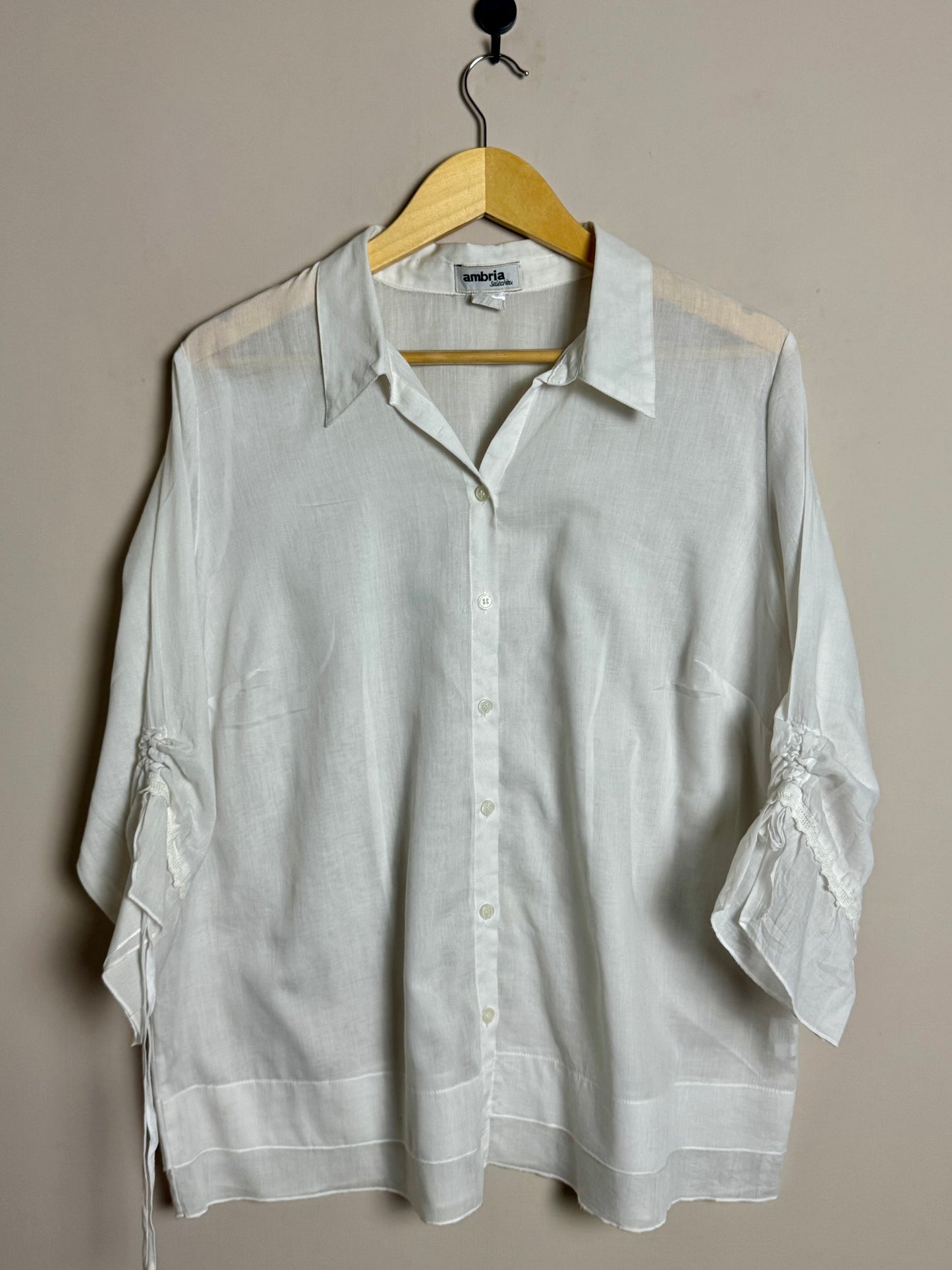 White Linen Button Blouse