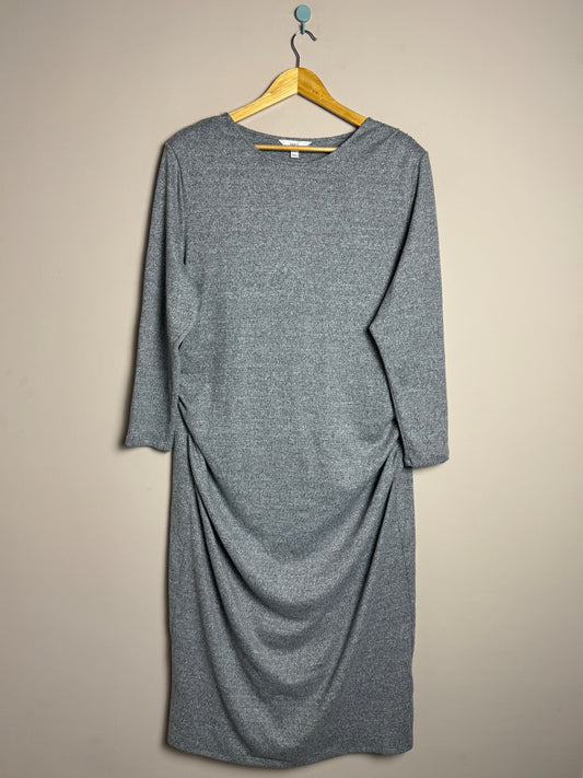 Grey Draped Midi Frock