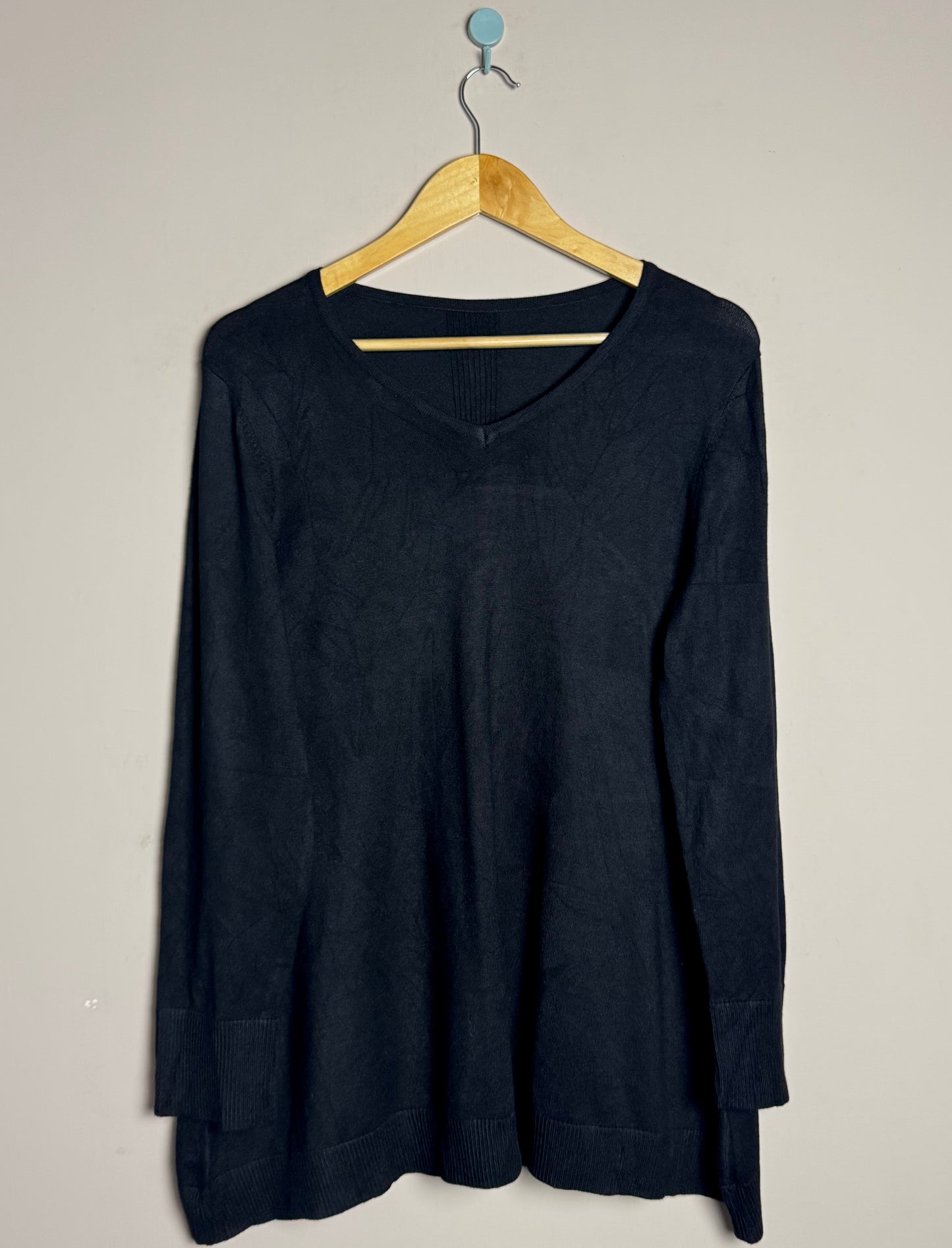 Black V-Neck Knit Frock