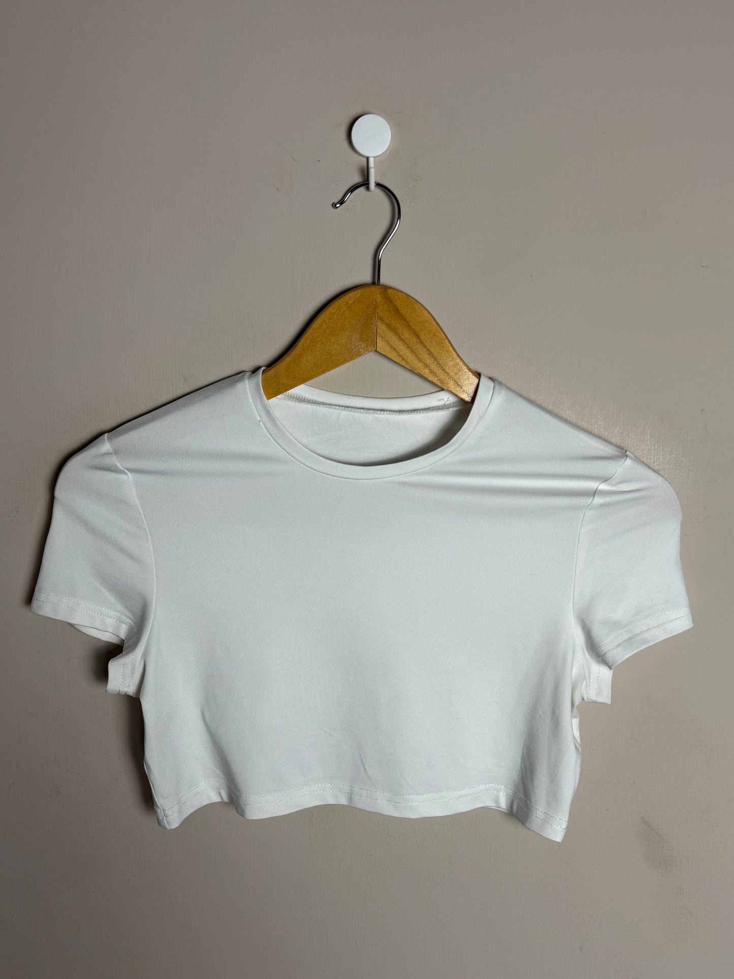 White Short Sleeve Crop Top