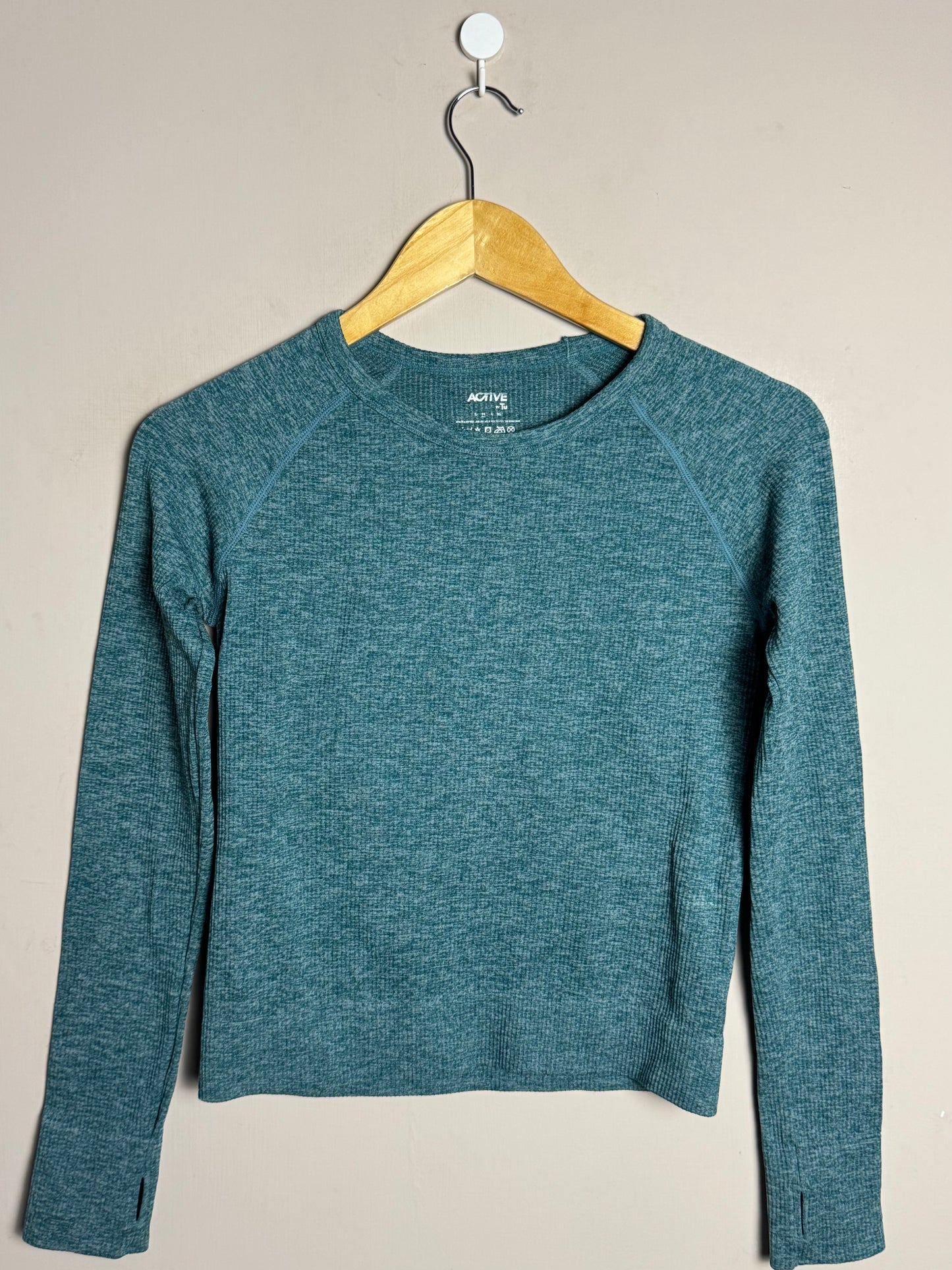 Active Green Ribbed Long Sleeve Top