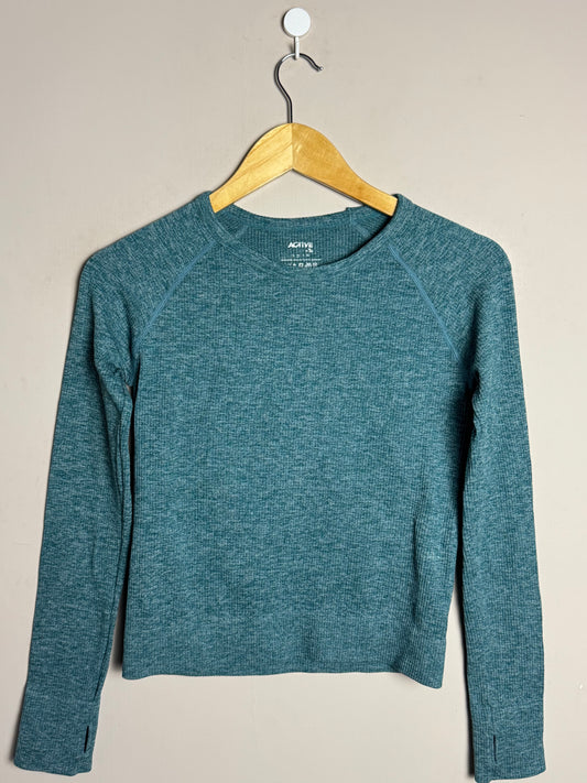 Active Green Ribbed Long Sleeve Top