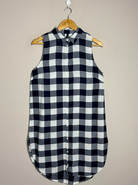 black-white-checkered-sleeveless-shirt-dress-1