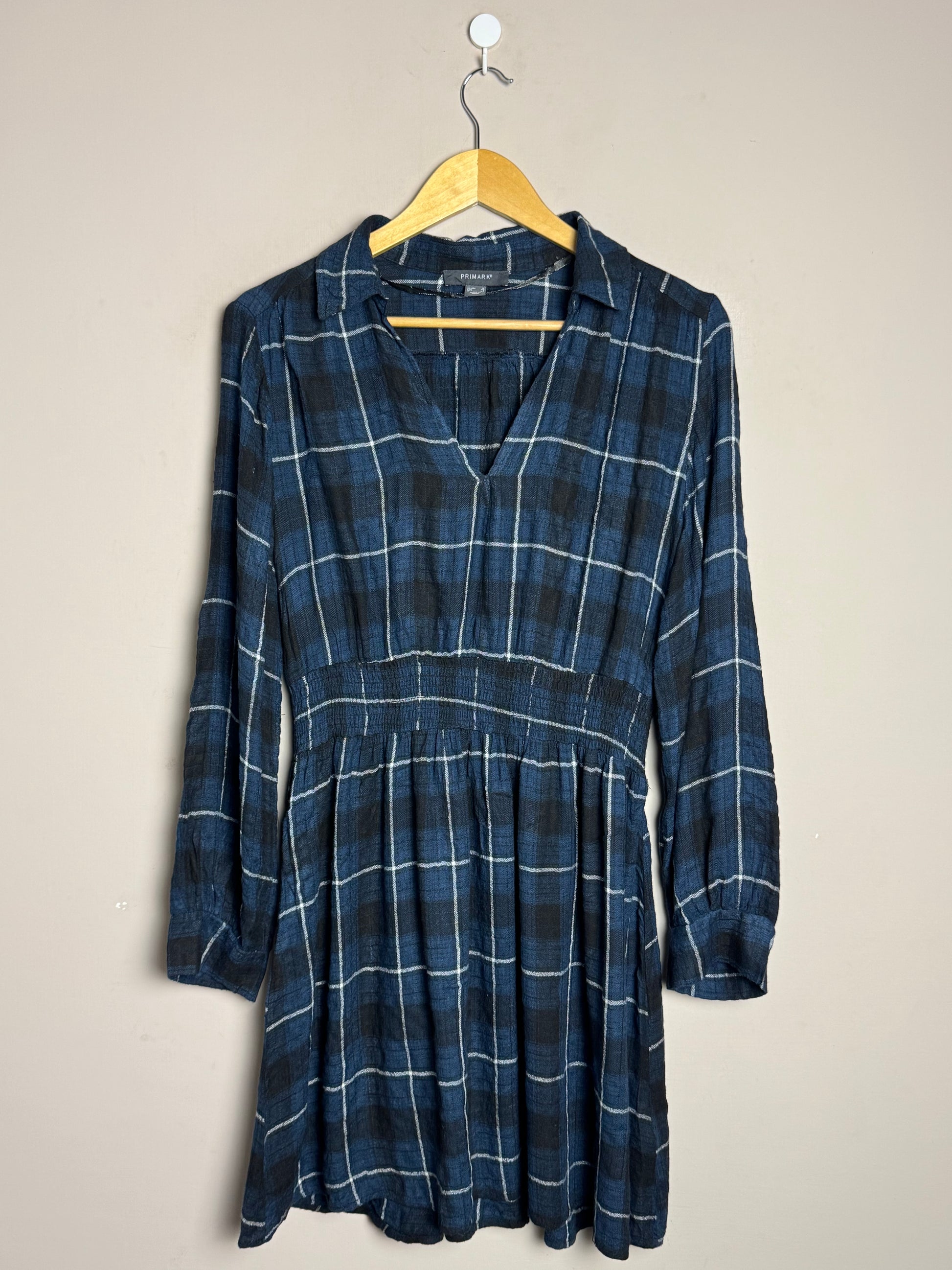 primark-navy-plaid-long-sleeve-dress-2
