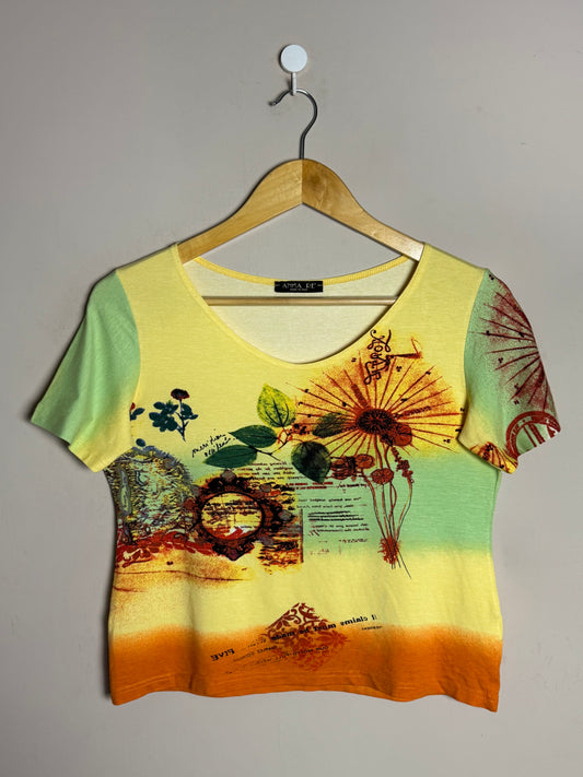 Yellow Green Orange Floral Tee