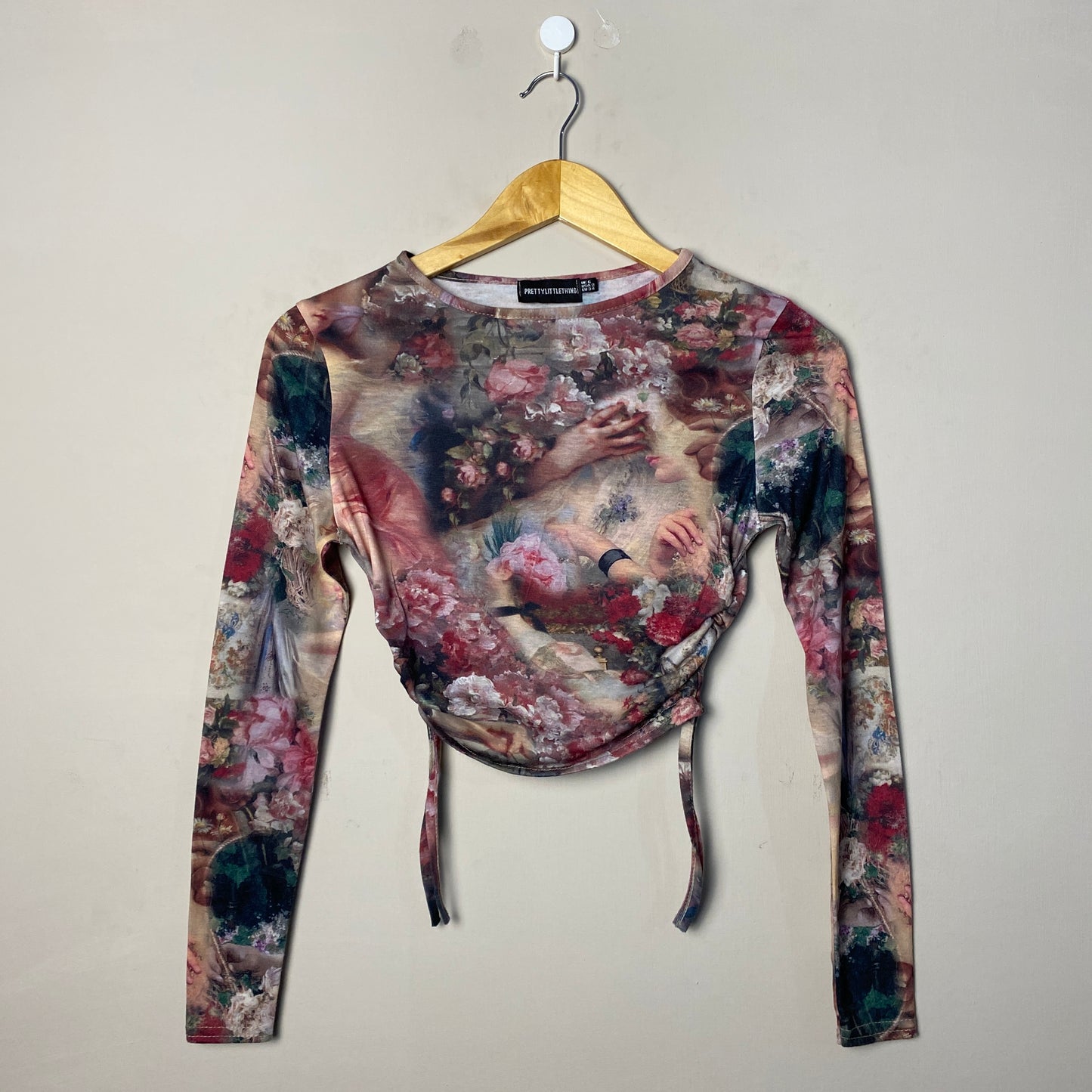 multicolor-renaissance-art-print-drawstring-crop-top-219