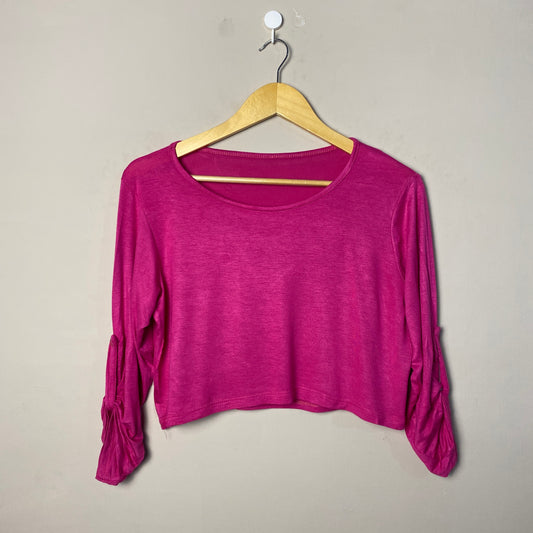 hot-pink-ruched-sleeve-crop-top-207