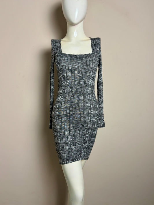 Grey Ribbed Bodycon Dress