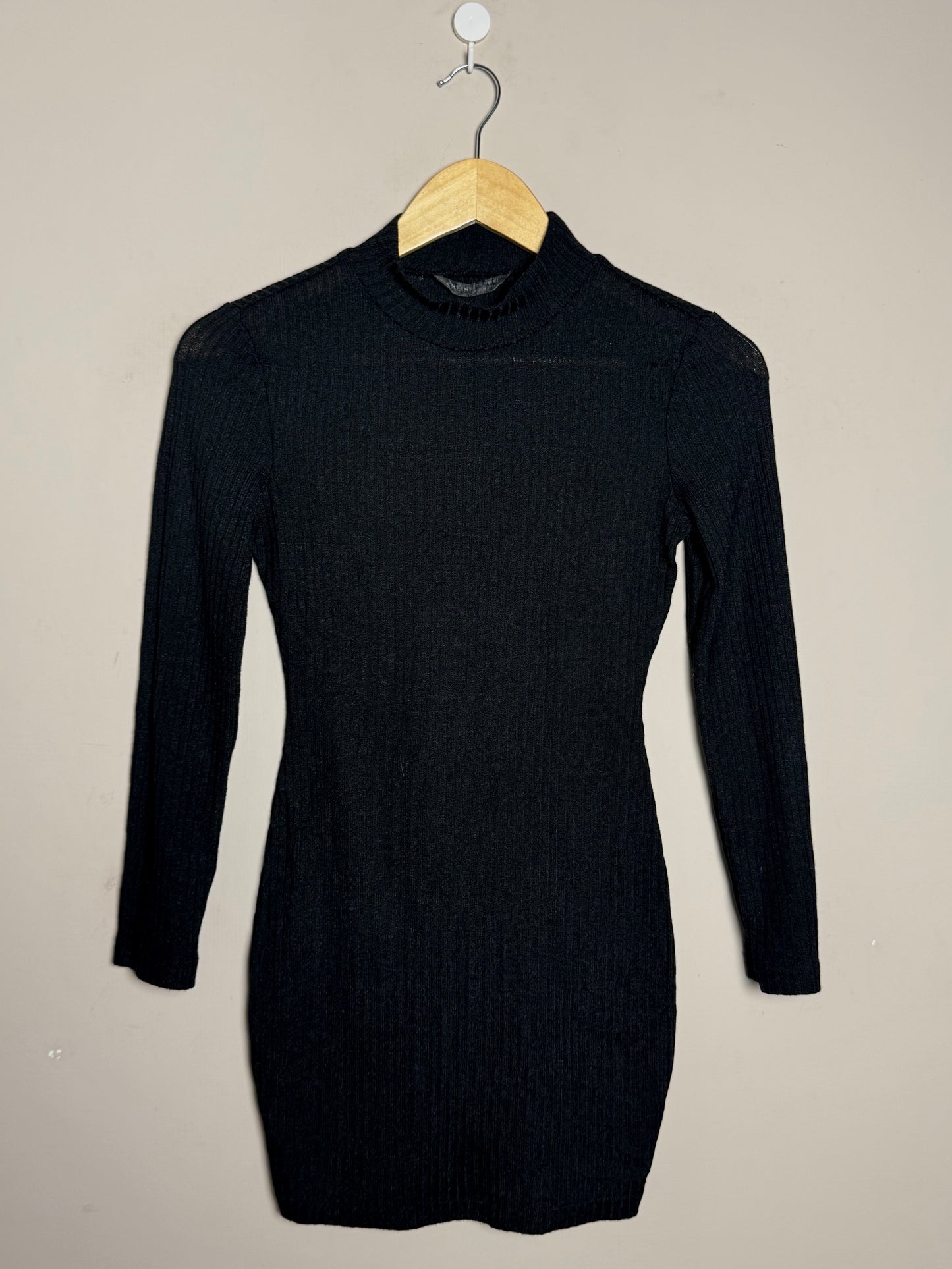 Black Ribbed Bodycon Dress