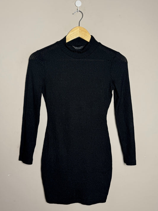 Black Ribbed Bodycon Dress