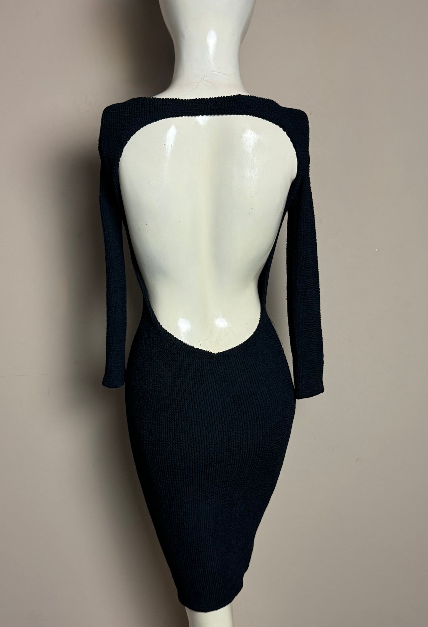 Textured Black Bodycon Dress