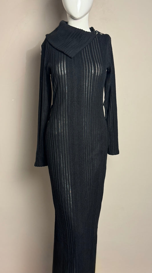 Black Ribbed Long Dress
