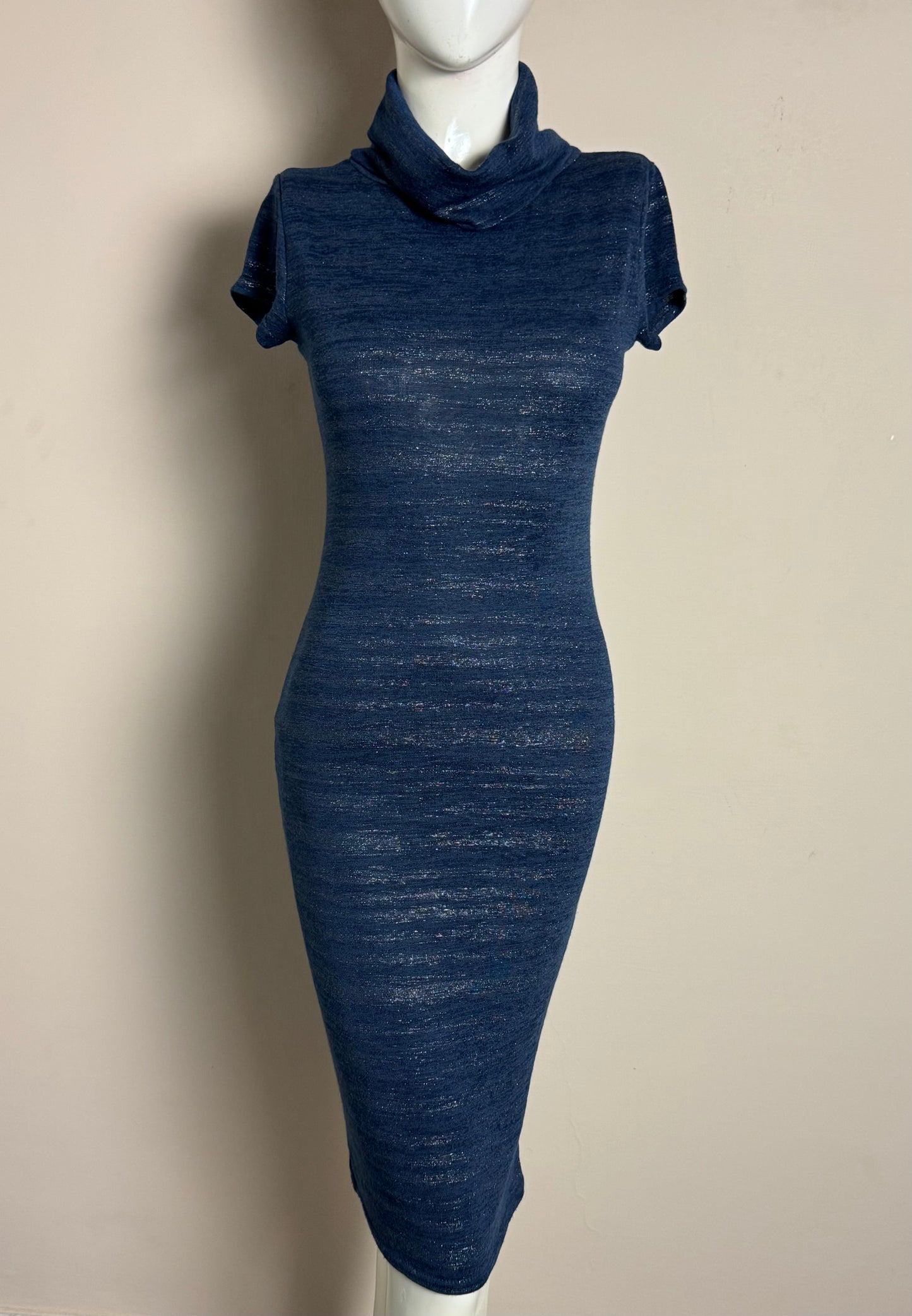 Navy Turtleneck Midi Dress
