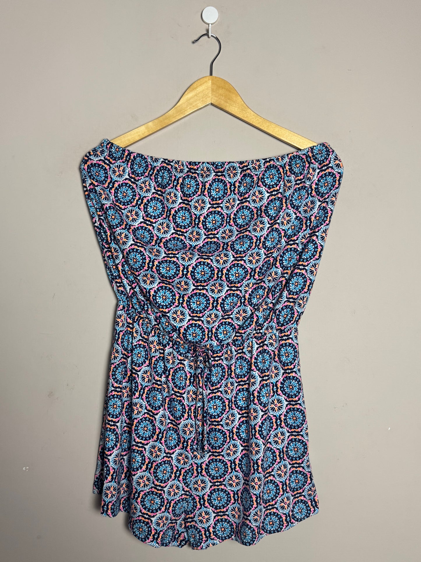 Blue Printed Off Shoulder Romper