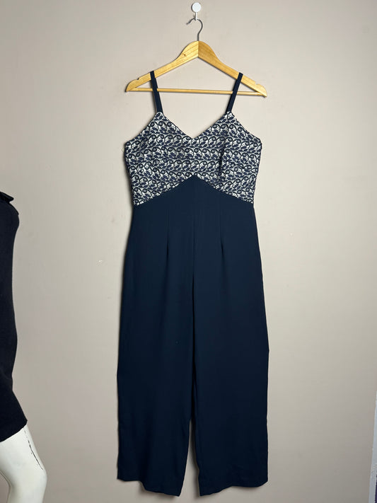 Navy Lace Bodice Jumpsuit