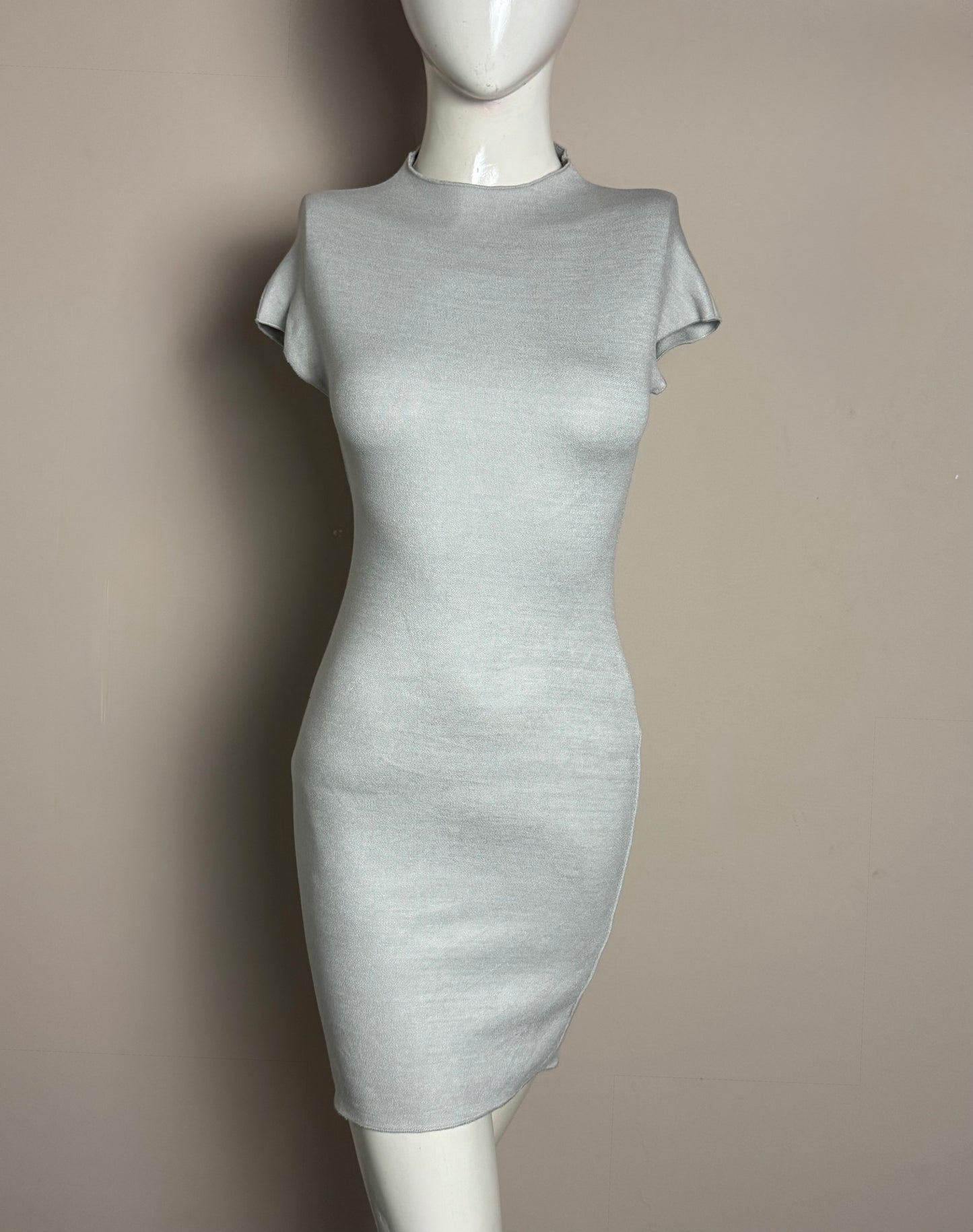 Silver Short Sleeve Bodycon Mini Dress