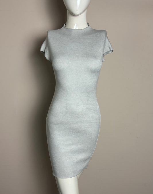 Silver Short Sleeve Bodycon Mini Dress