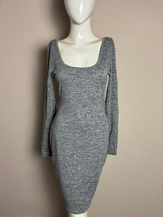 Grey Square Neck Bodycon Dress