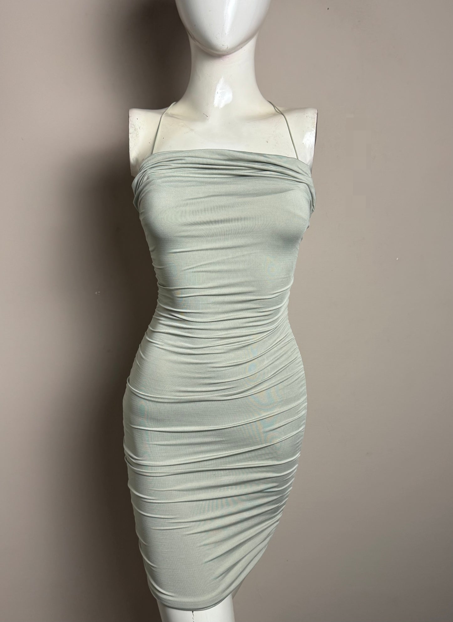 Sage Ruched Bodycon Dress