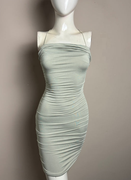 Sage Ruched Bodycon Dress